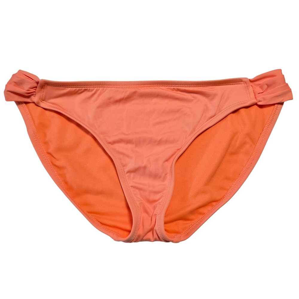 Womens Size L Bikini Swim Bottom Peach Ruched Sides Scoop